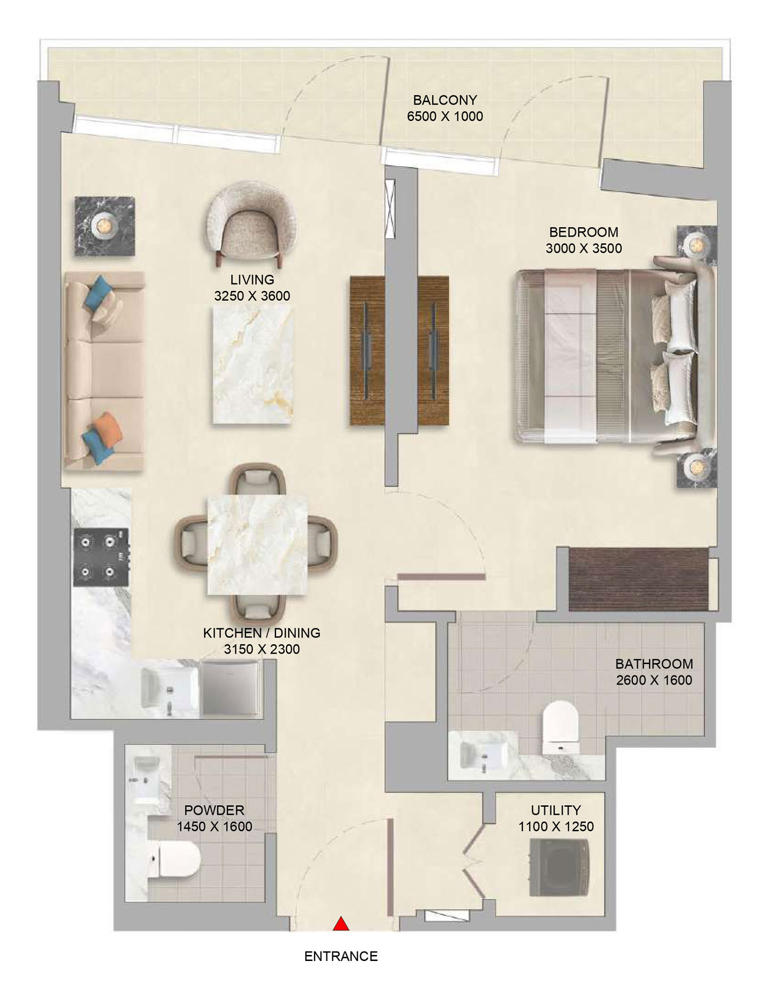 TypeB-1bedroom-apartment-canal-amenities-view