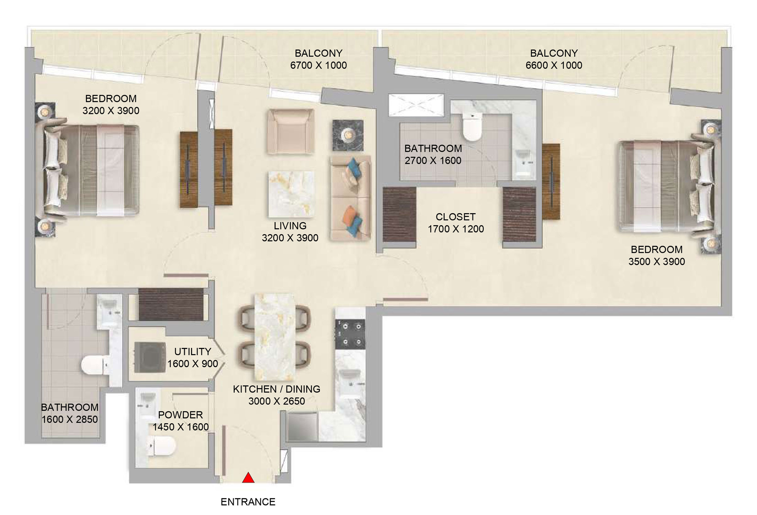TypeB-2bedroom-apartment-canal-amenity-view
